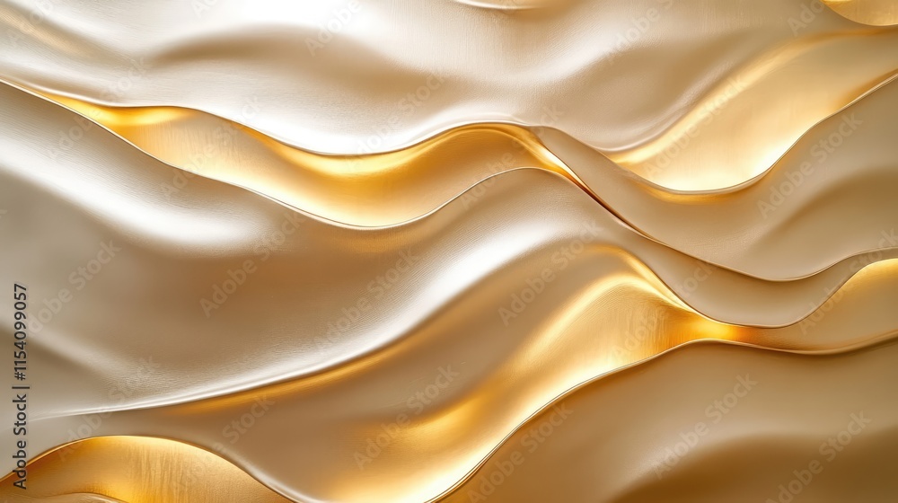 Aufkleber elegant abstract textured wall design with flowing waves and soft golden lighting creating a sophist