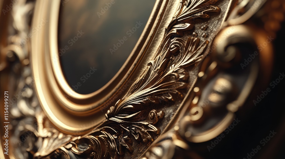 Poster elegant oval gold picture frame showcasing intricate decorative patterns and detailing for classic i