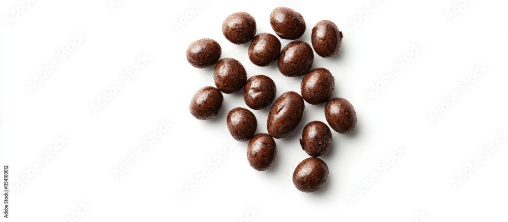 Poster Pepetnoten arranged neatly on a white background showcasing their glossy chocolate exterior and unique oval shape
