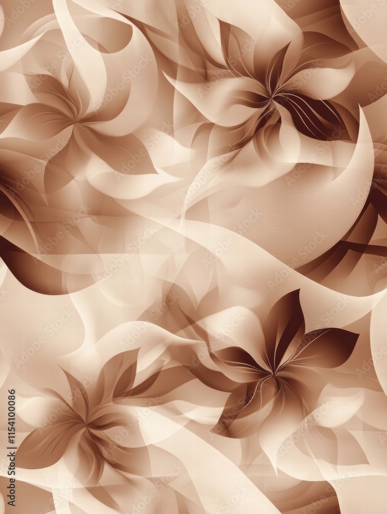 Poster soft and warm abstract floral pattern in neutral tones creating a soothing visual experience for des