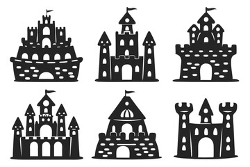 set of silhouettes of castle
