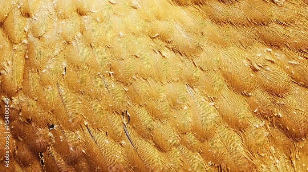 Poster textured ostrich skin close-up with golden hues showcasing natural patterns and details for artistic