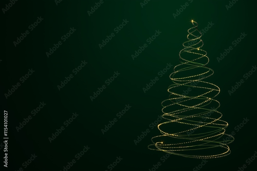 Poster a modern abstract christmas tree design made of simple golden lines