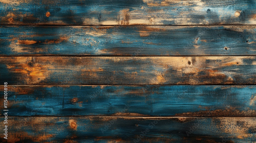 Poster rustic wooden background featuring textured osb boards in blue and brown tones with a weathered appe