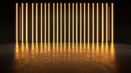 Fototapeta premium Illuminated Vertical Lines in a Dark Room Creating a Modern Aesthetic