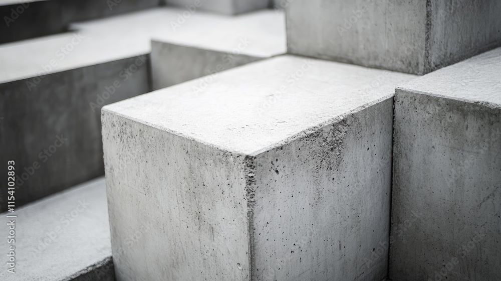 Poster textured outdoor concrete blocks arranged in a modern abstract pattern showcasing raw industrial des