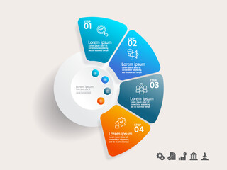 simple circle infographics timeline business workflow background with business icon 4 steps for report, presentation