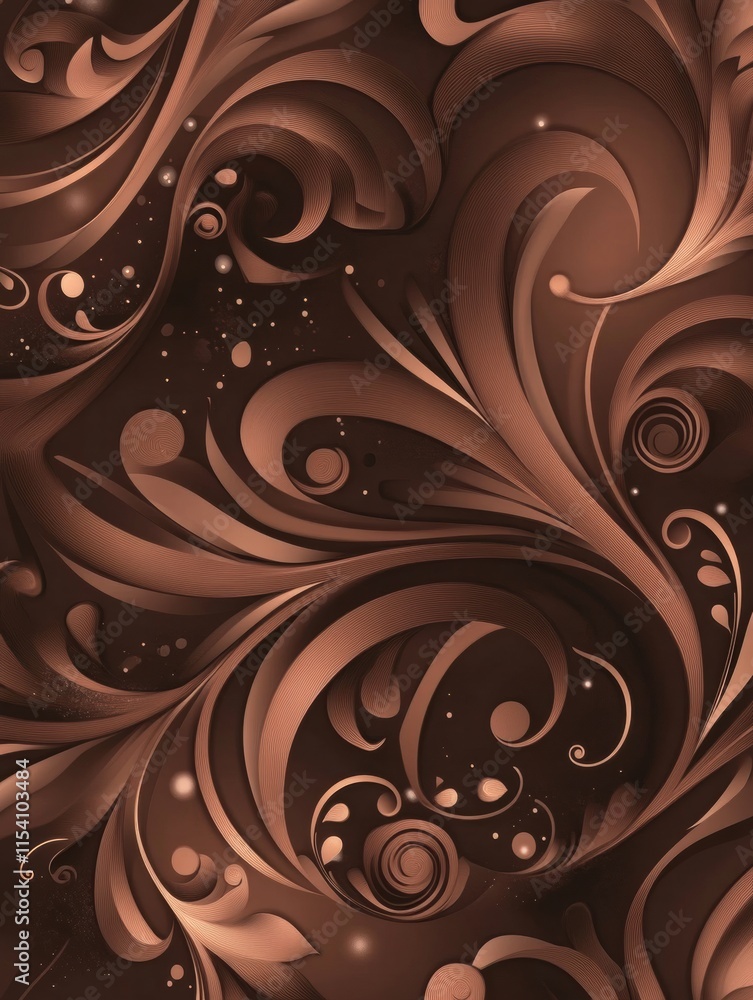 Poster elegant swirling pattern with rich brown tones showcasing artistic design elements and intricate det
