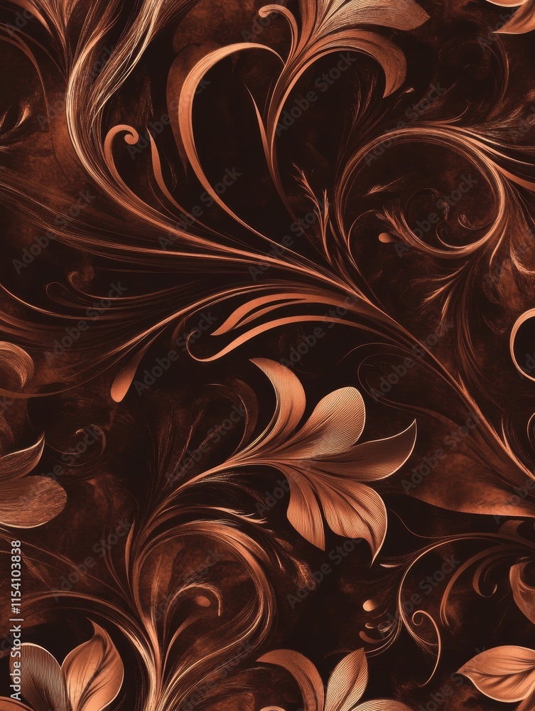 Poster elegant swirl pattern with rich copper and brown hues ideal for sophisticated decor elements and des