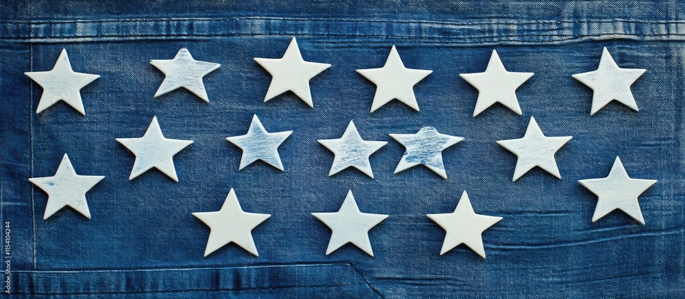 Poster numerous white stars forming a rectangular pattern with the word stars at the center on a textured b
