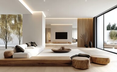 Modern Minimalist Living Room Design Illustration
