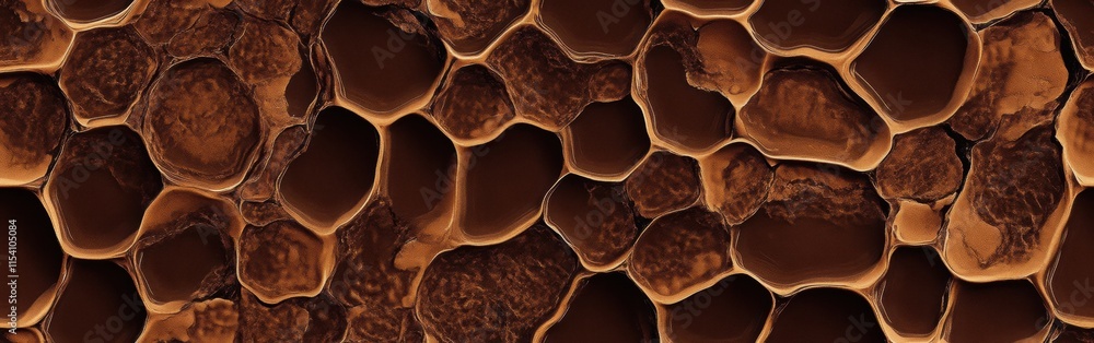 Poster close up view of natural honeycomb structure revealing intricate patterns and textures in warm tones