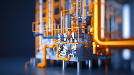 Fototapeta premium Detail of industrial pipeline system components.