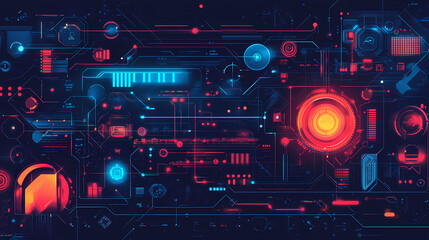 A high-tech digital interface filled with glowing data streams and complex patterns, representing the convergence of technology, data analytics, and futuristic innovation. Galvanic. Illustration