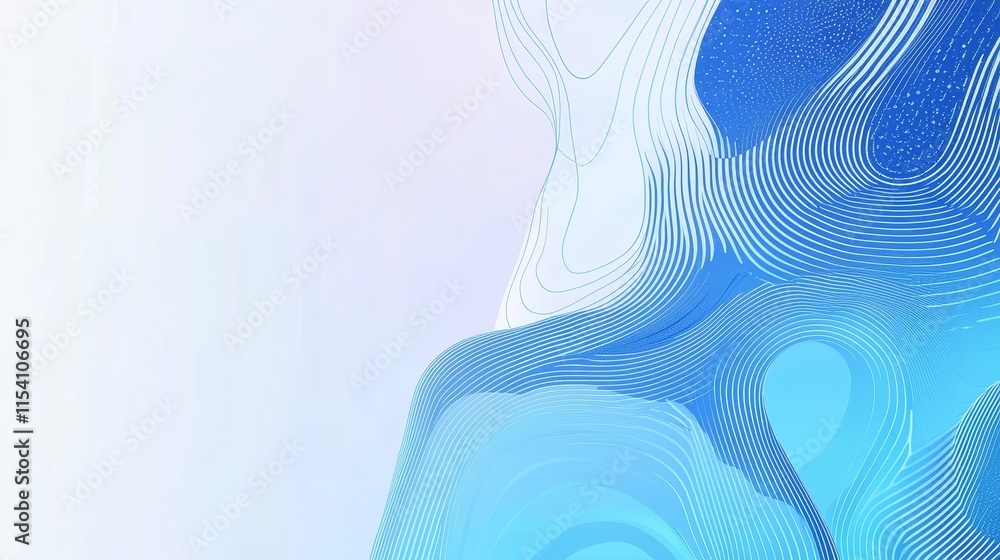 Poster waves of blue and white create a soothing abstract design representing calmness and tranquility in a