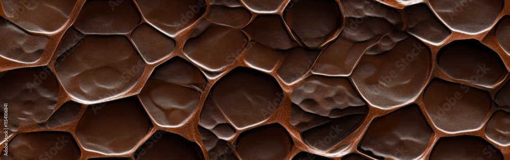 Poster close up of chocolate texture showing intricate hexagonal patterns and glossy surface details. gener