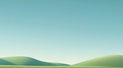 Obraz premium Serene Landscape with Gentle Rolling Hills Under Clear Blue Sky