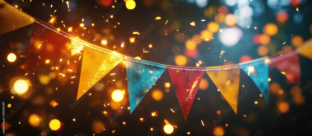 Aufkleber celebratory abstract background featuring colorful flags and sparkling fireworks for new year festiv