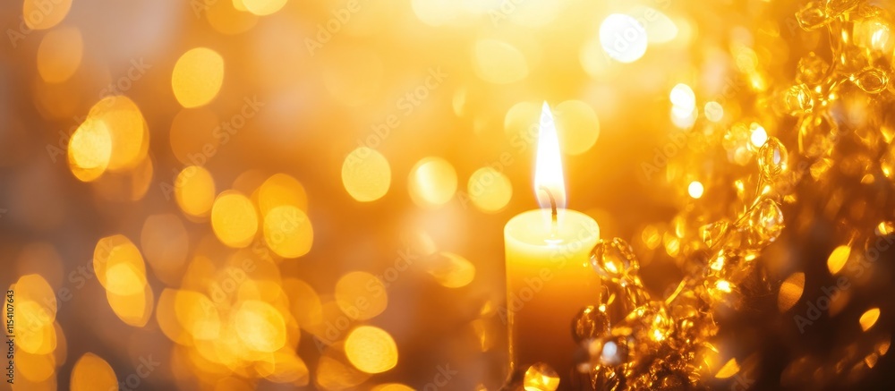 Poster warm candlelight shines amidst a soft golden bokeh background creating an inviting atmosphere for ce