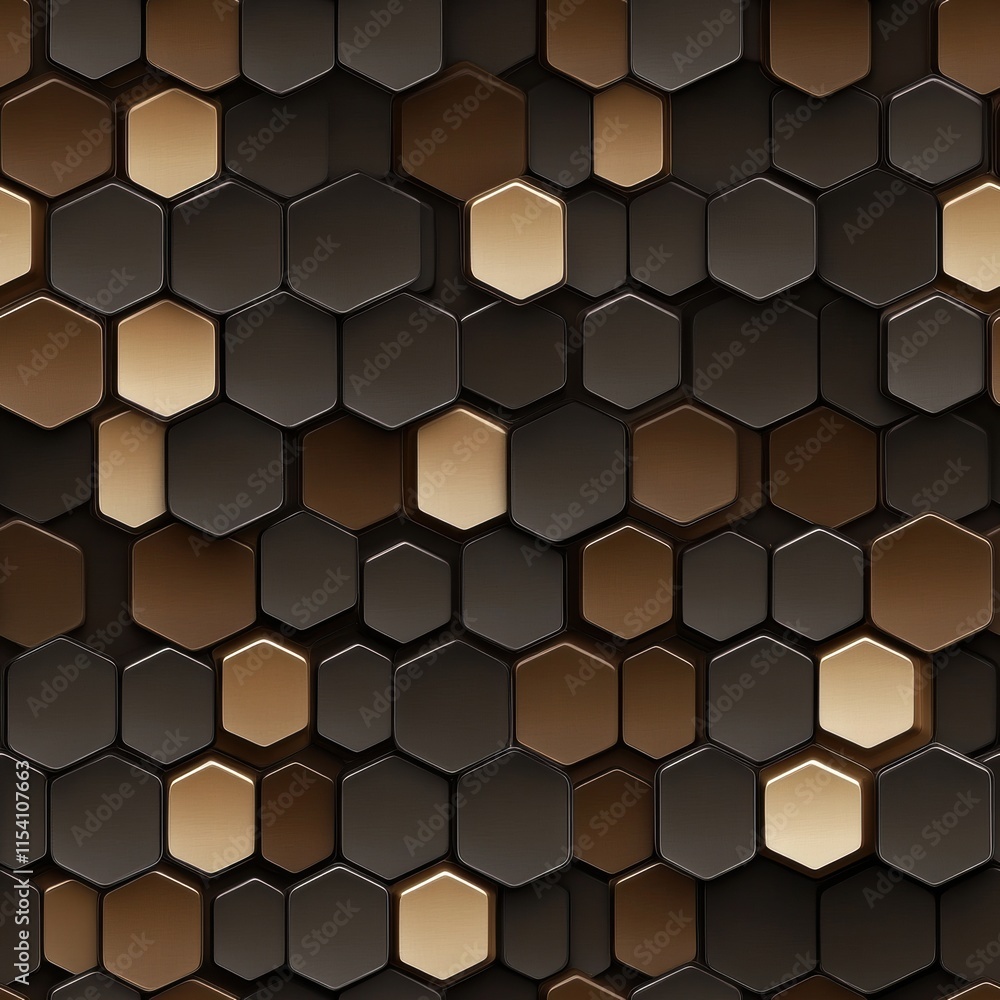 Aufkleber hexagonal pattern in dark and gold colors creating a modern design aesthetic for backgrounds or text