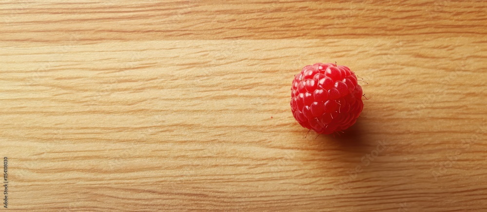 Poster raspberry resting on a wooden surface showcasing the natural textures and colors of the berry in a s