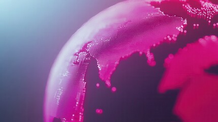 Abstract Digital Globe with Vibrant Pink Color and Dotted Texture