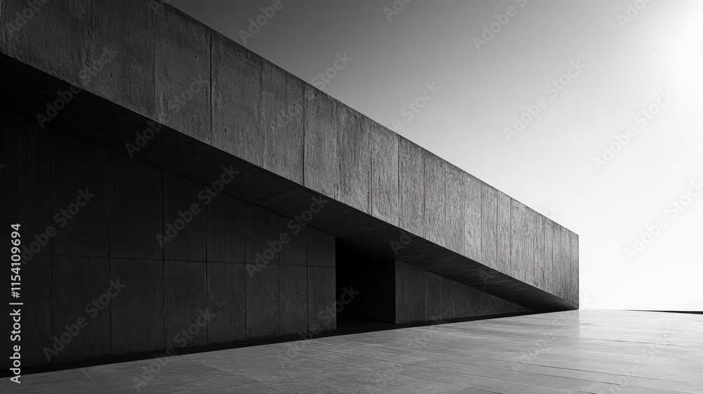 Poster modern architectural corner of a concrete building showcasing minimalist design and dramatic perspec