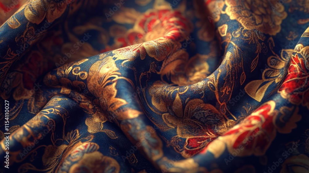 Aufkleber Elegant ornate fabric background with rich floral patterns ideal for various design projects and creative applications.