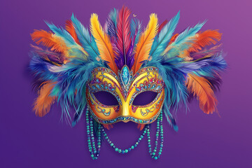 carnival mask in purple background,  mardi Gras, venice