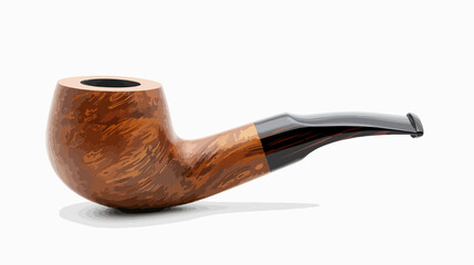 Elegant Wooden Smoking Pipe on White Background for Tobacco Enthusiasts