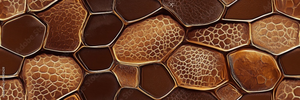 Poster intricate patterns of honeycomb texture showcasing natural design in rich brown hues. generative ai
