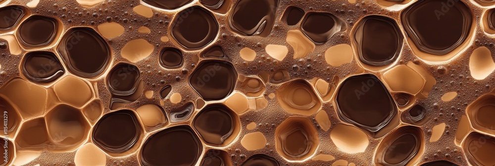 Poster brown and tan abstract pattern showcasing bubbles and textures resembling frothy chocolate or coffee