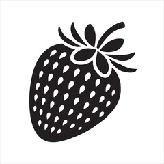 strawberry silhouette black vector art.