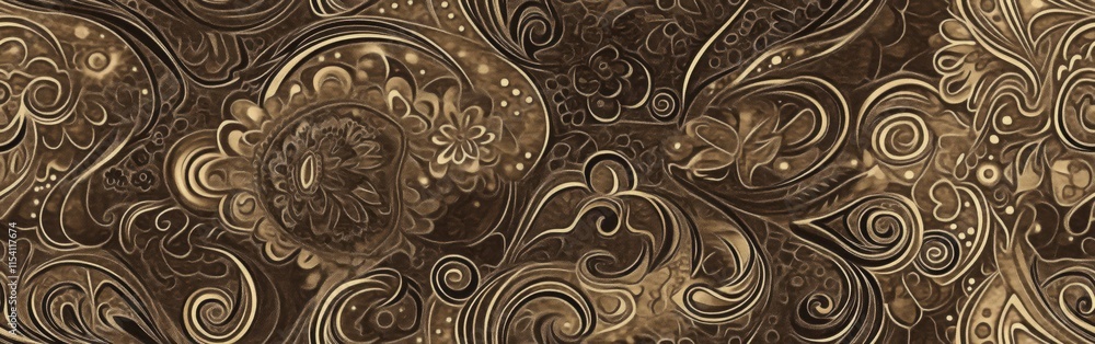 Poster intricate floral and abstract pattern design in warm earthy tones for artistic inspiration and texti