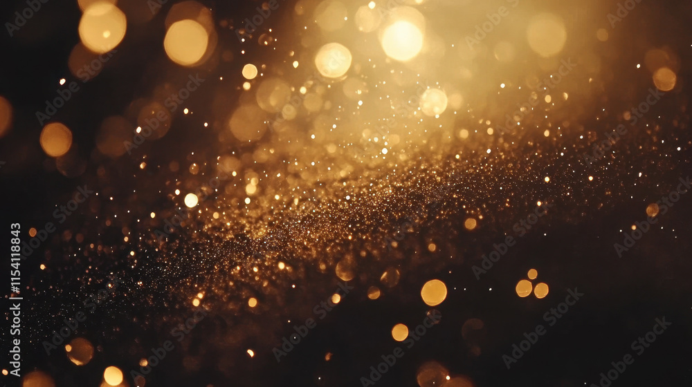 Poster golden bokeh lights illuminate the background, creating a warm and enchanting ambiance ideal for cel
