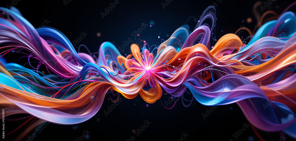 Aufkleber colorful waves gracefully flow and intertwine, creating a stunning visual spectacle of light and mov