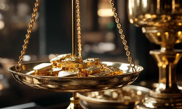 Golden Ingots on Antique Scales: Wealth, Luxury, and Value