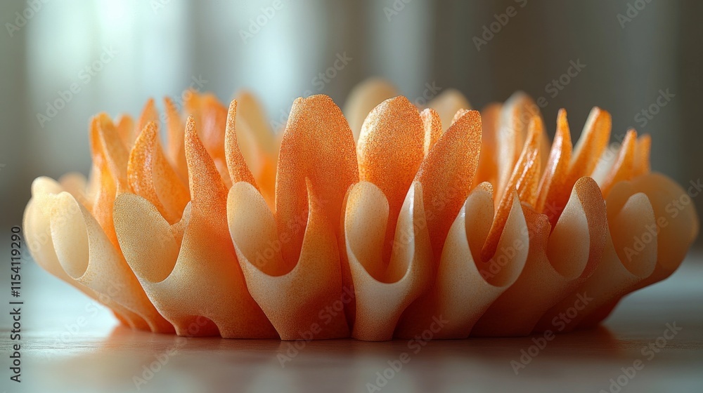 Poster a close-up of an abstract sculpture resembling a coral reef, showcasing intricate textures and a vib