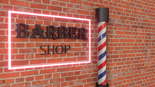Baber Pole and Neon Sign Background