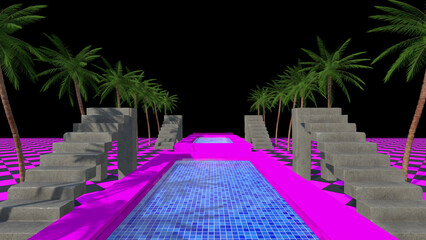 Stair Coconut Tree Background