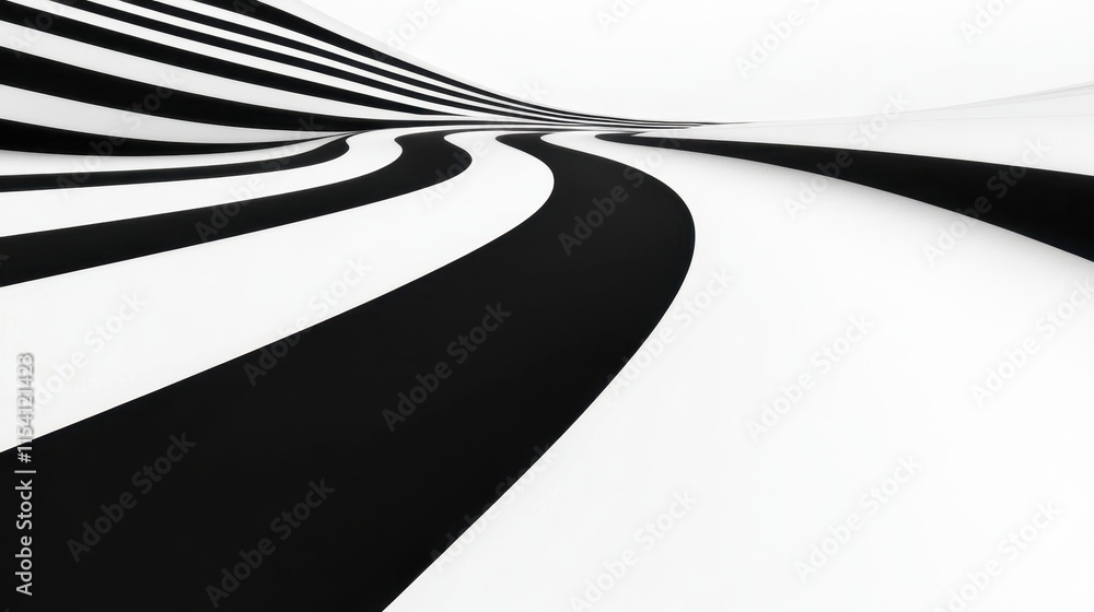 Poster black and white curved lines creating abstract artistic background