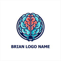 Brain Logo silhouette vector,color full logo for graphic designer 