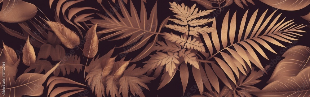 Poster elegant metallic leaf patterns create a modern tropical atmosphere in an indoor setting. generative 