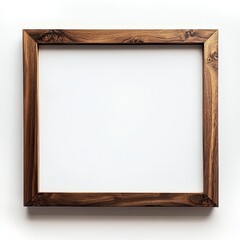 Fototapeta premium Wooden Frame Ready for Artwork Display on a Blank Wall in a Minimalist Interior Setting Showcasing Natural Materials