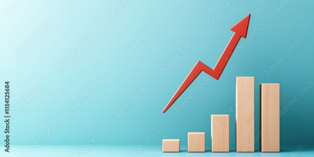 Poster future ready growth concept. a rising graph with a red arrow indicates growth and progress against a