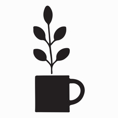 Plant in Mug Silhouette Vector Graphic Design