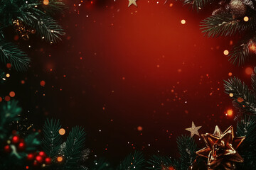 Merry Christmas and Happy New Year Festive Background with Snowflakes Lights and Holiday Spirit