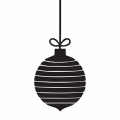 Striped Christmas Ornament Silhouette Illustration