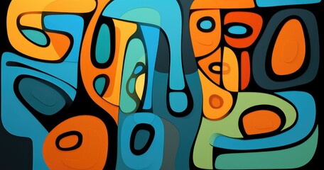 Obraz premium Abstract shapes and colors create a vibrant, modern art piece.