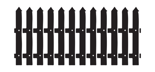 Classic Picket Fence Silhouette Vector Illustration